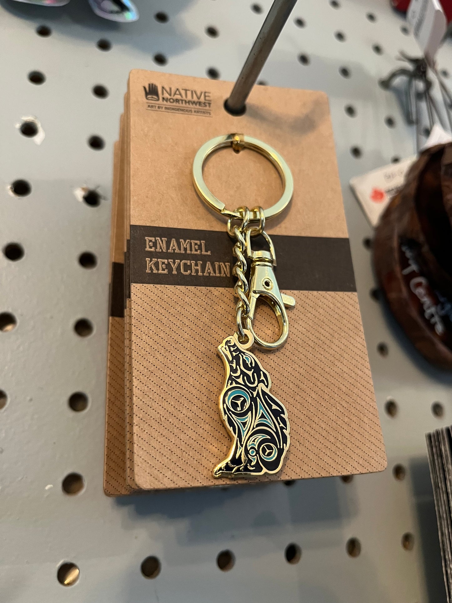 Wolf Enamel Keychain