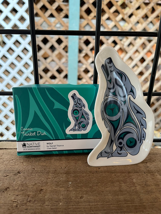 Ceramic Wolf Trinket Dish