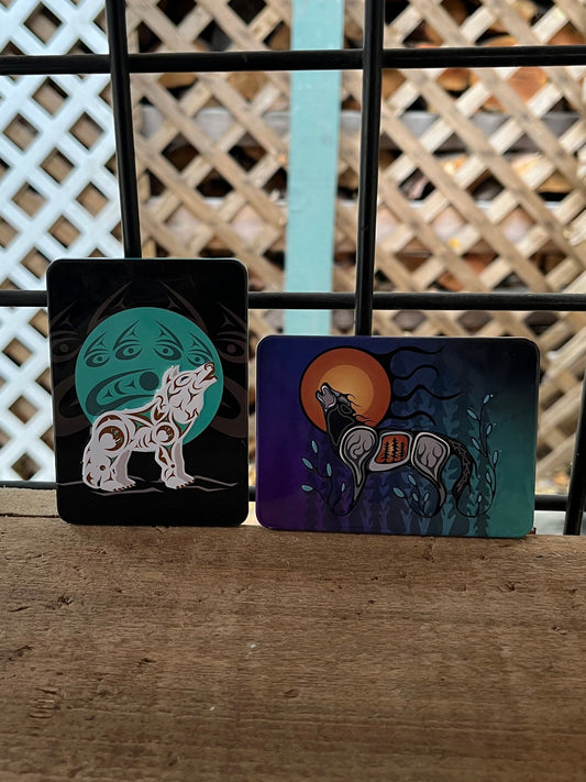 Embossed Metal Wolf Magnets