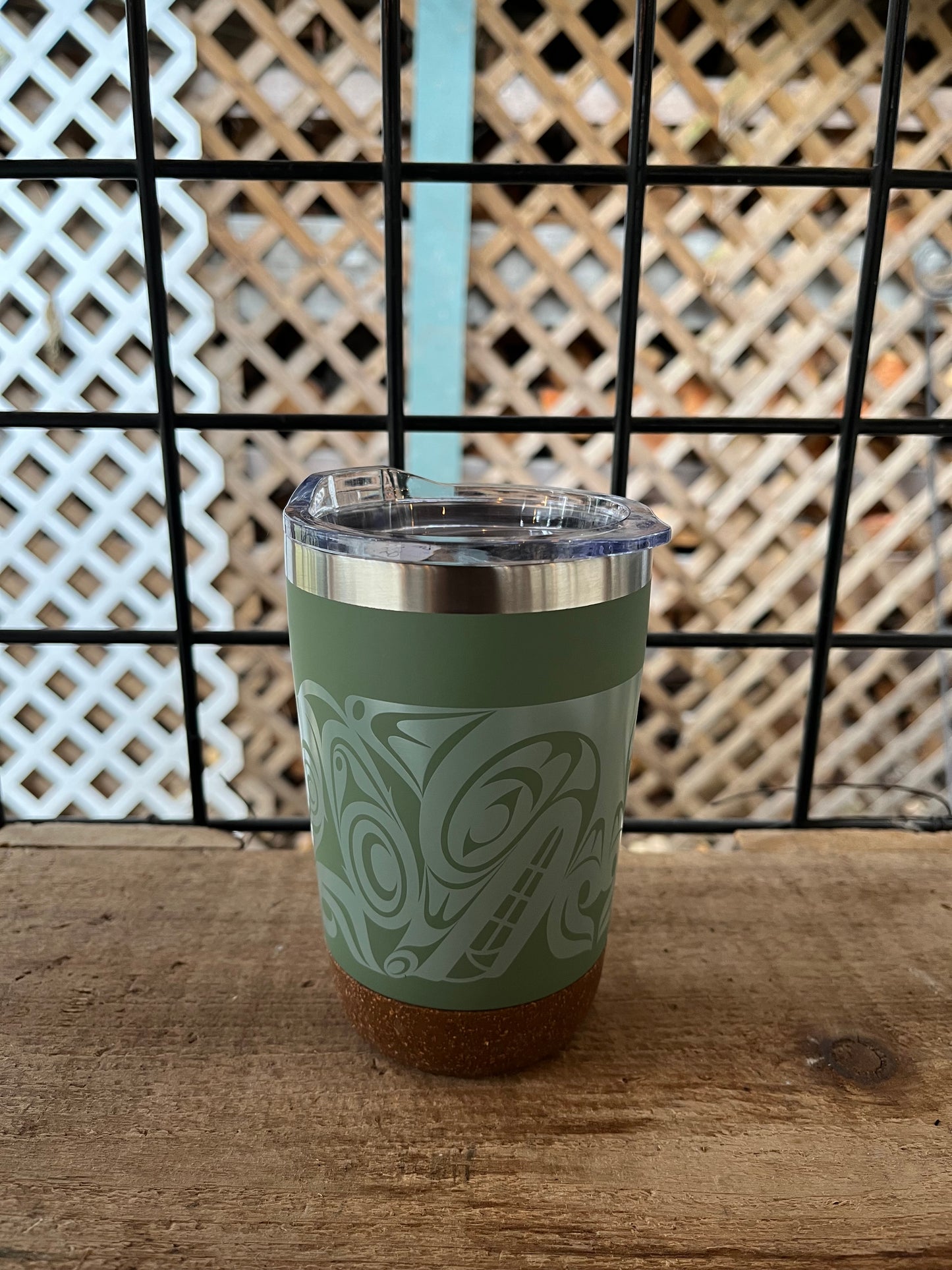 16oz Travel Mug - Indigenous Wolf Design