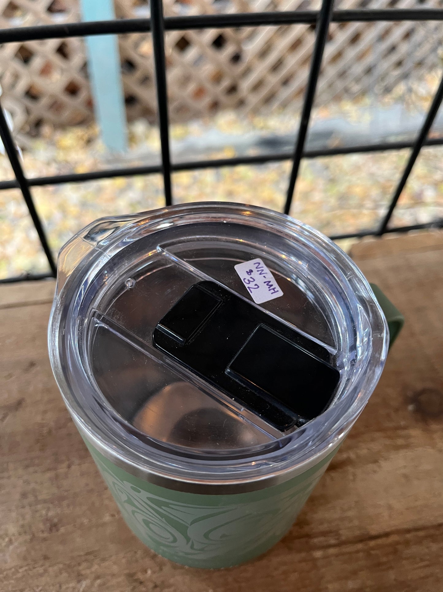 16oz Travel Mug w/ Handle - Indigenous Wolf Design