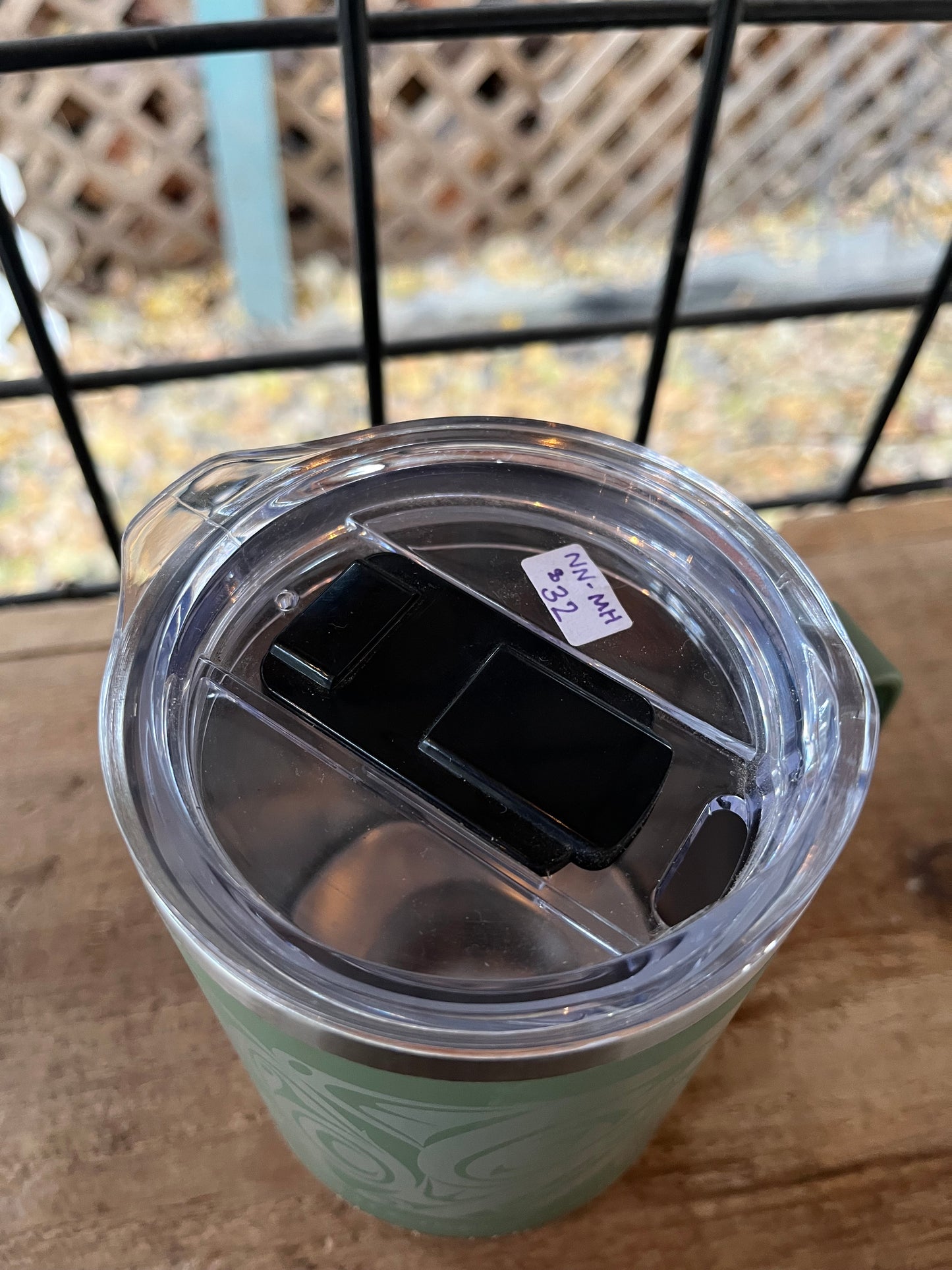 16oz Travel Mug w/ Handle - Indigenous Wolf Design