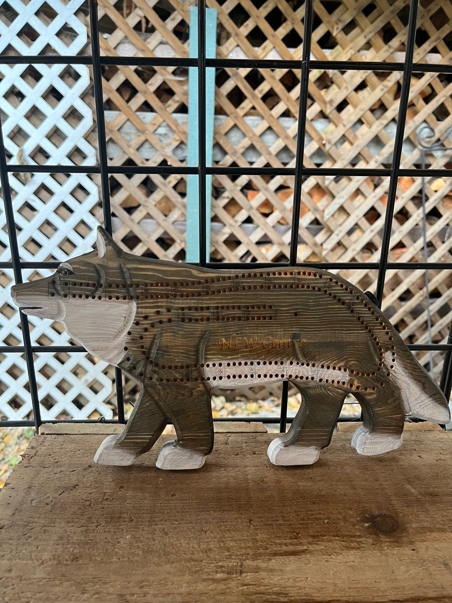 Wooden Wolf Cribbage Board