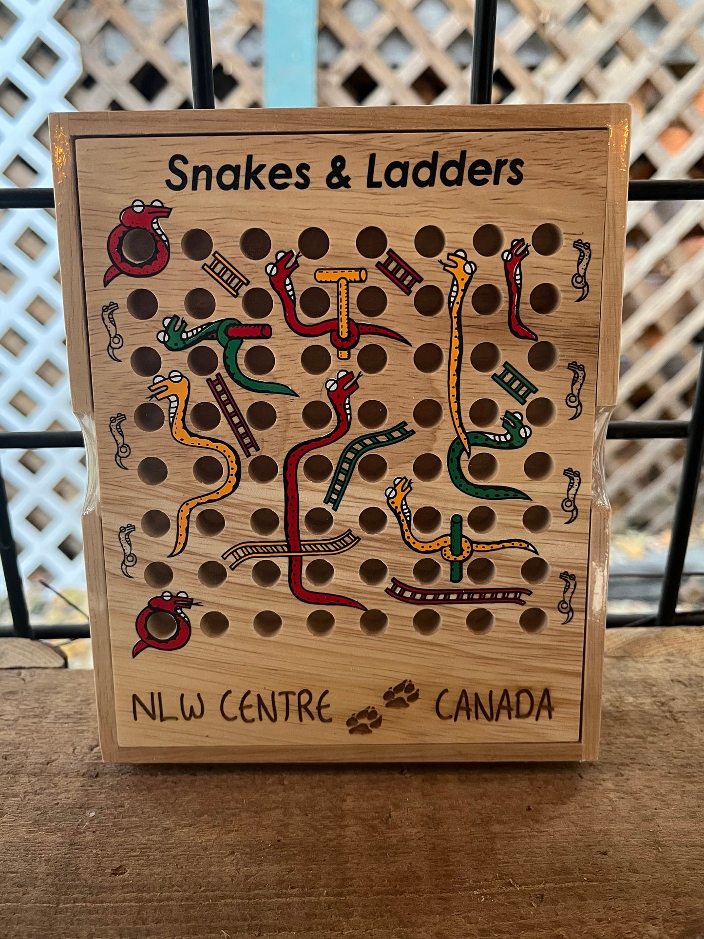 Wooden Snakes & Ladders Board