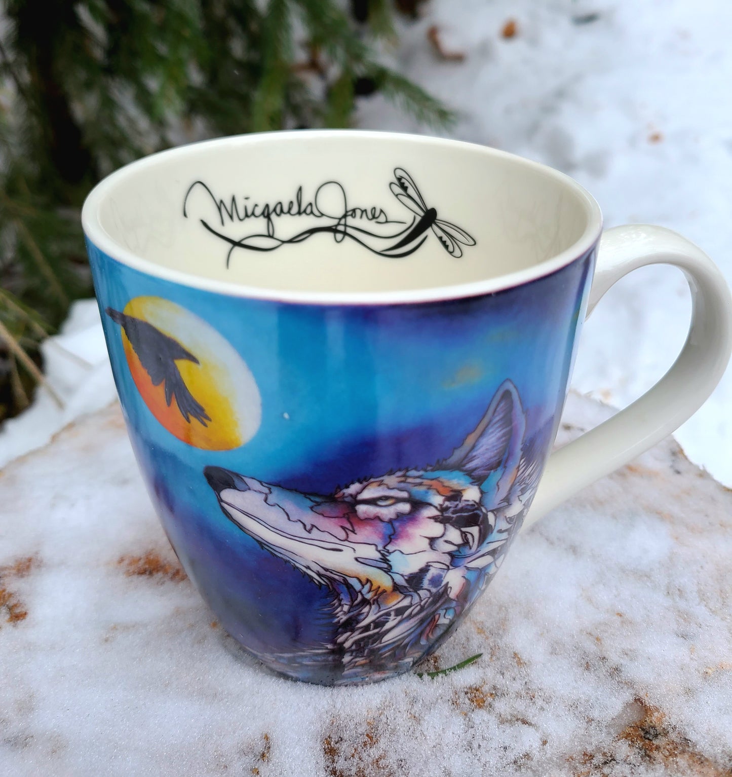 'Connected' Wolf and Raven Mug
