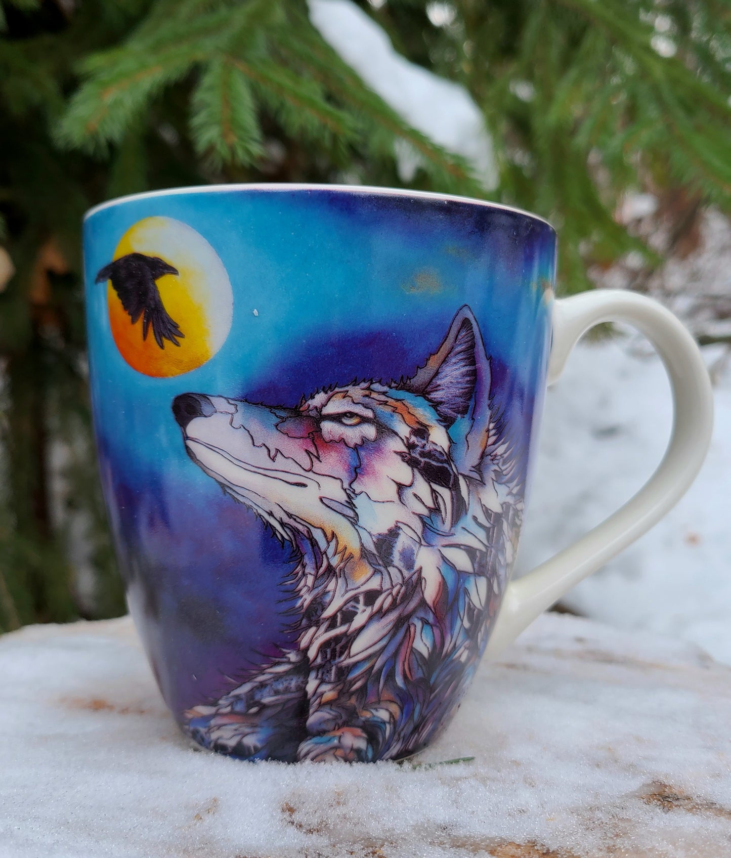'Connected' Wolf and Raven Mug