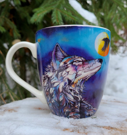 'Connected' Wolf and Raven Mug