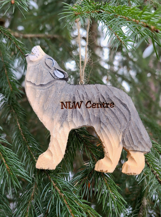 Gray Wolf Howling Wooden Ornament